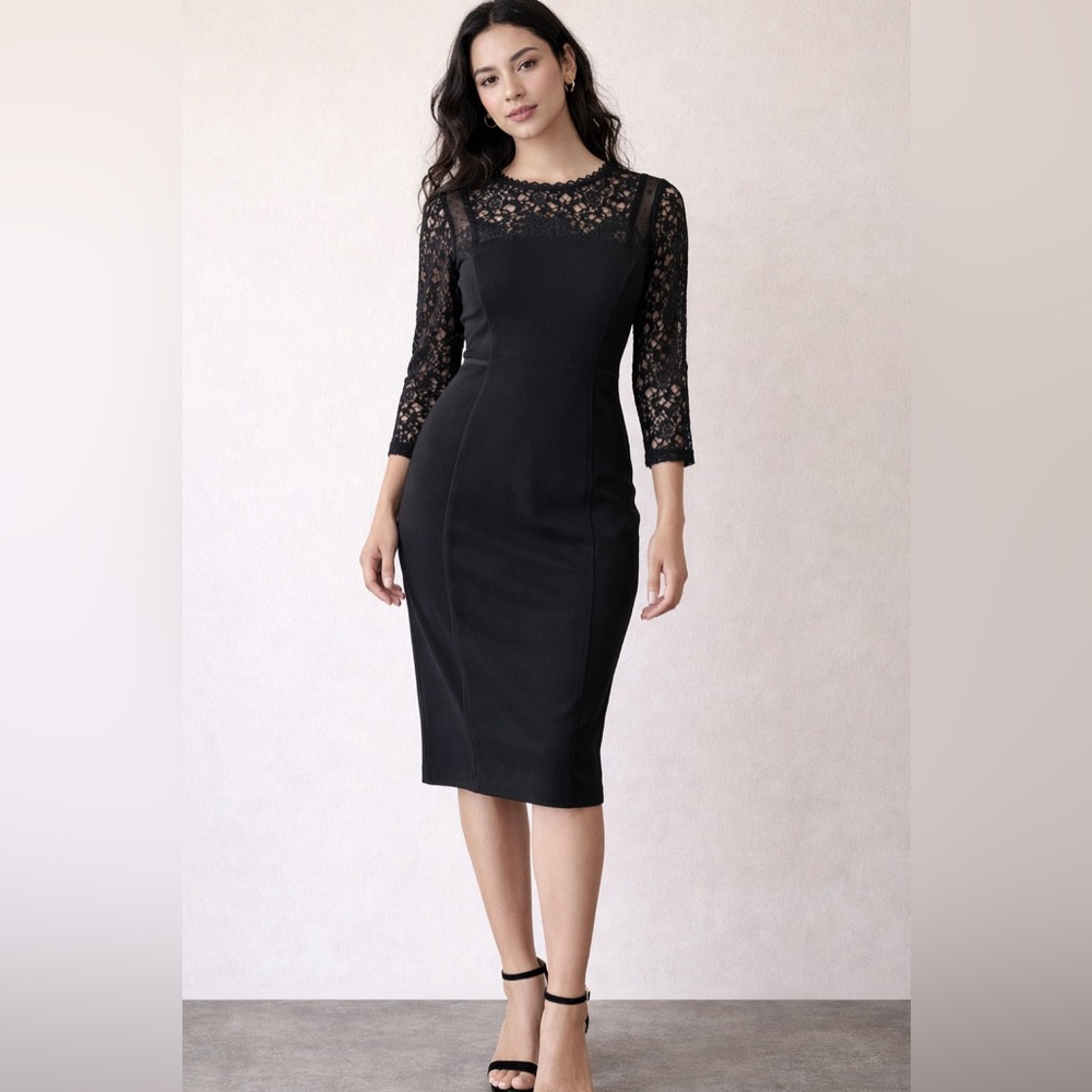 Rebecca Taylor Black Lace Cocktail Dress NWT Sz 0 Designer Sheath Formal Evening